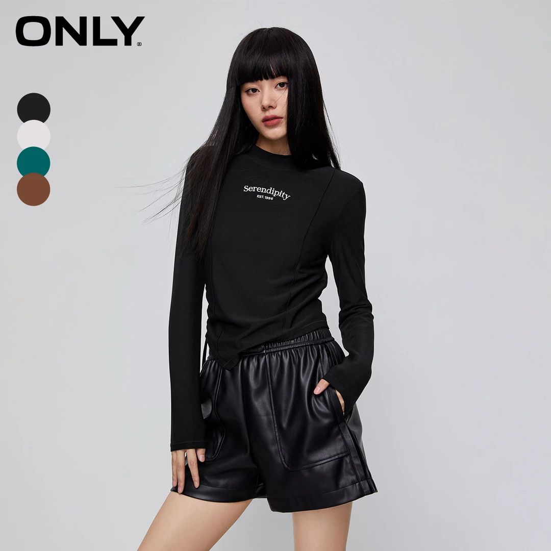 ONLY秋季新款时尚百搭辣妹小众半高领修身显瘦长袖T恤女123302014