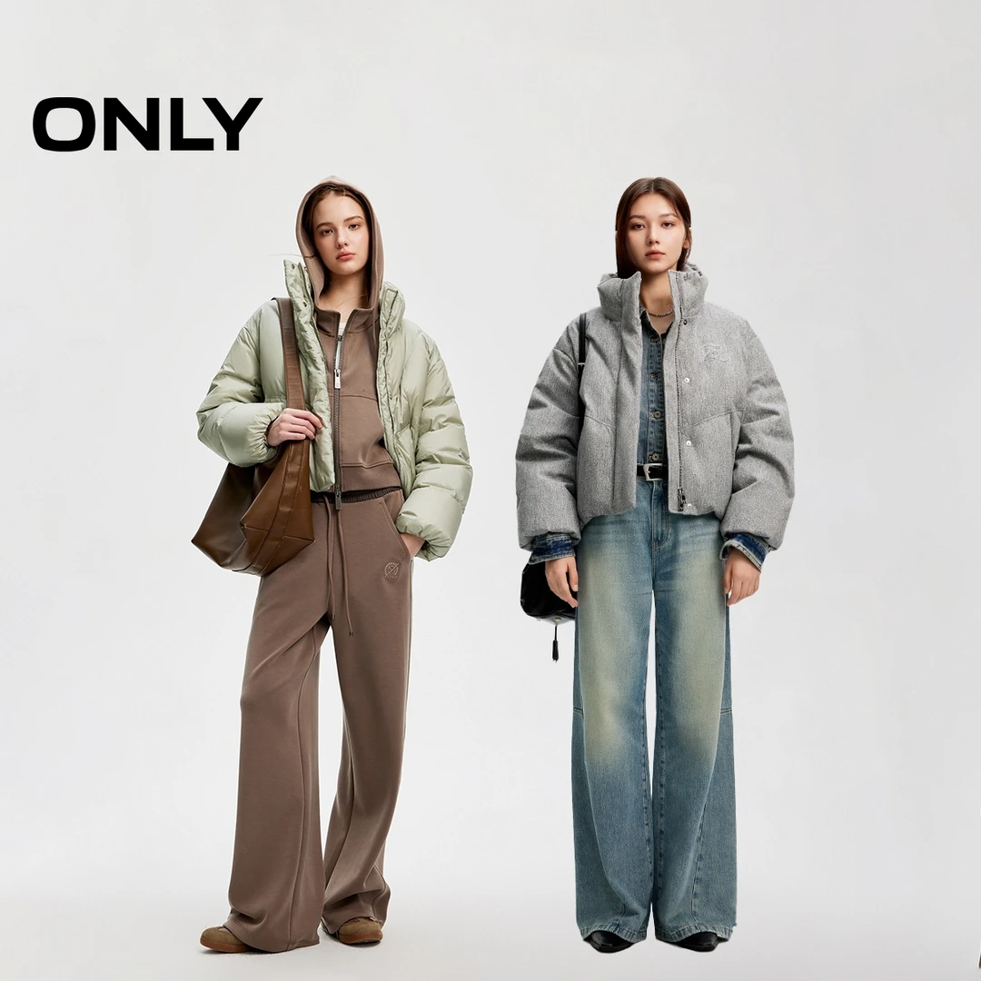 【反季优惠】ONLY秋冬“90白鸭绒”保暖防风立领羽绒服女|124423044