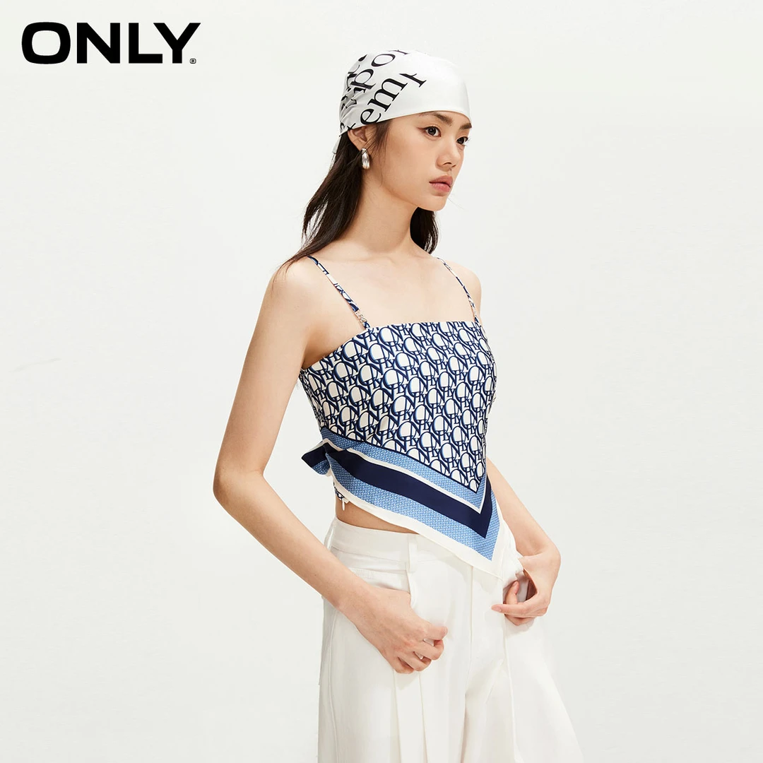 ONLY秋季新款轻奢小众甜美修身满印吊带雪纺衫女|1233WS003