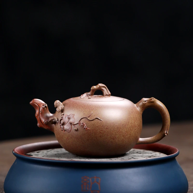 大吉羊柴烧 宜兴紫砂壶手制茶壶 原矿本山绿泥果实累累270ml徐雅