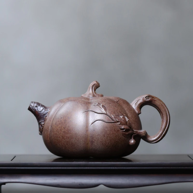 大吉羊柴烧 宜兴紫砂壶茶壶 原矿本山绿泥瓜悦南瓜140ml徐顺伟