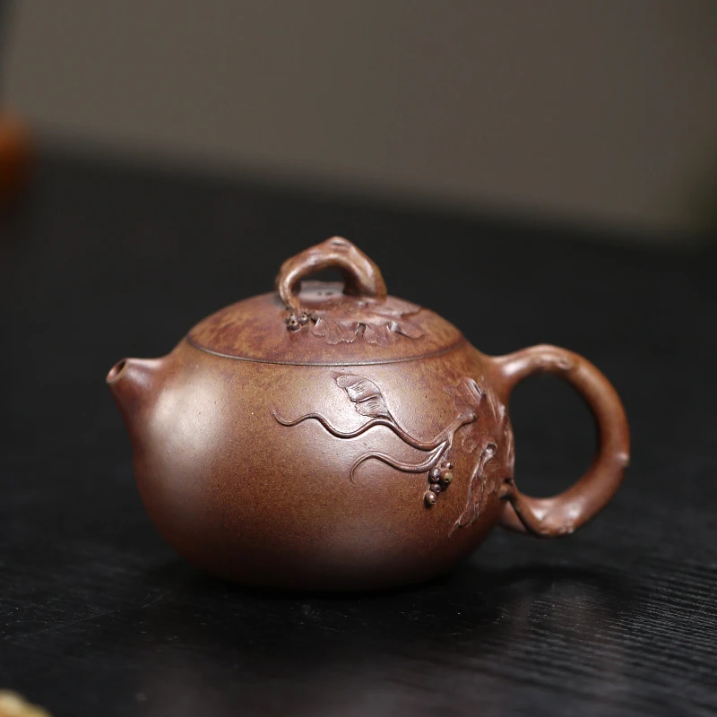 大吉羊柴烧 宜兴紫砂壶茶壶 本山绿泥多子多福西施250ml庄泽明