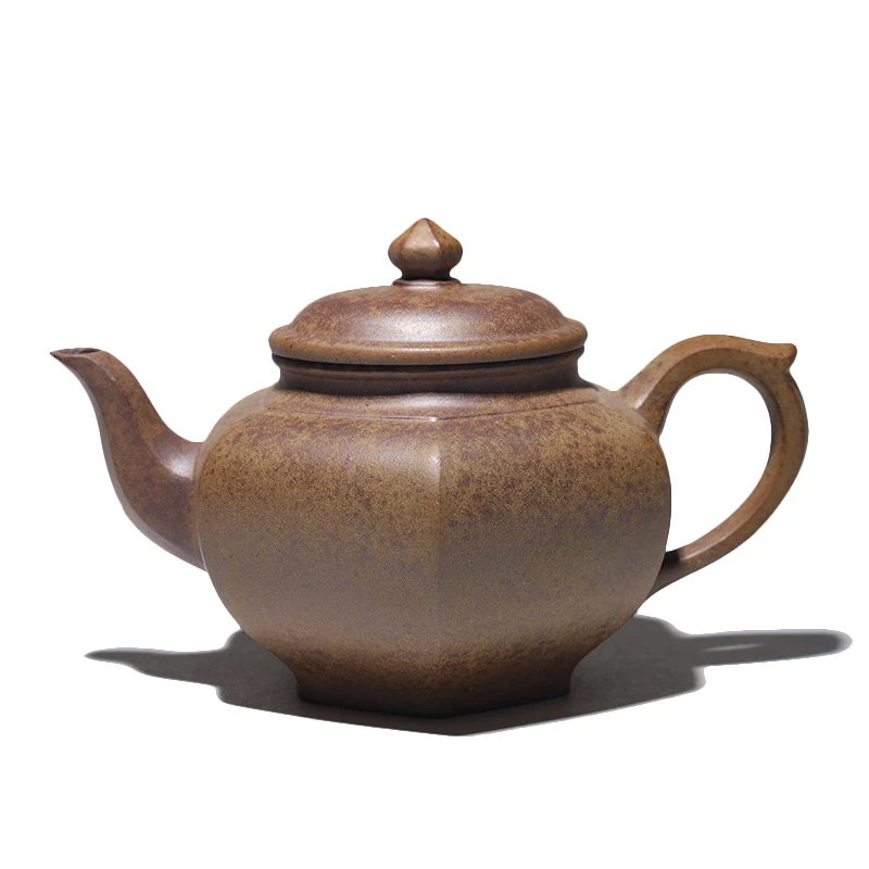 大吉羊柴烧 宜兴紫砂壶茶壶 原矿本山绿泥六方笑樱300ml何成