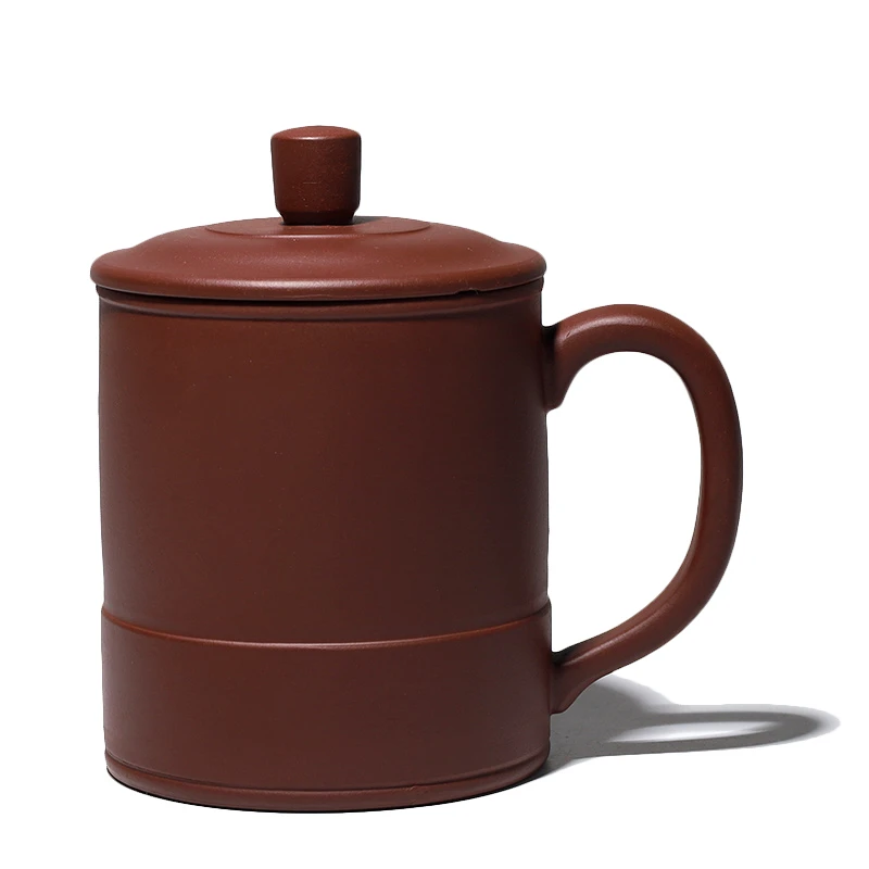 大吉羊 宜兴紫砂杯办公茶杯 原矿紫泥线韵盖杯420ml款二庄勤英