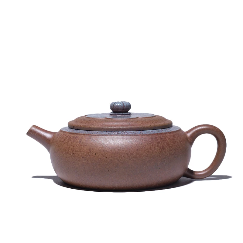 大吉羊柴烧 宜兴紫砂壶茶壶 原矿本山绿泥扒花磐花120ml庄杰