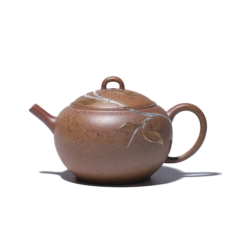 大吉羊柴烧 宜兴紫砂壶茶壶 原矿本山绿泥描金青 玉枝130ml徐雅