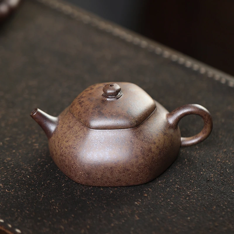 大吉羊柴烧 宜兴紫砂壶手工茶壶 原矿本山绿泥六方静乐140ml庄杰