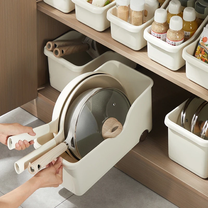 【特惠拍一发三】厨房家用锅具收纳盒带轮子水槽下置物架整理盒/4