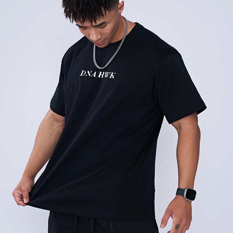 DNAHWK基础款t恤男士夏季吸湿透气衣服运动健身修身款潮牌短袖