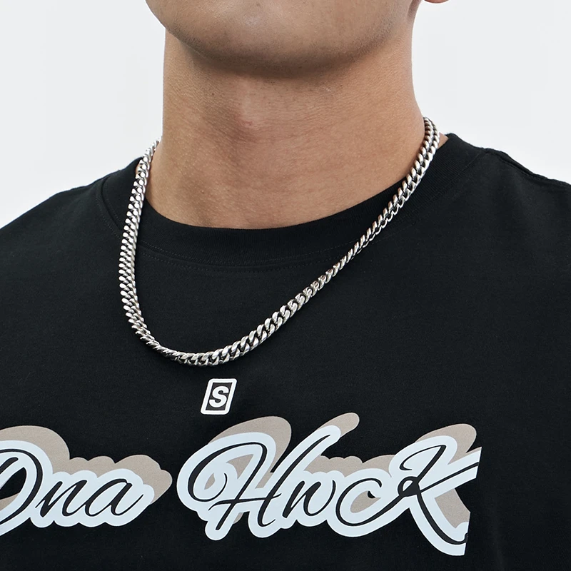 DNAHWK 钛钢项链 潮流男女简约街头百搭钛钢古巴链嘻哈hiphop基
