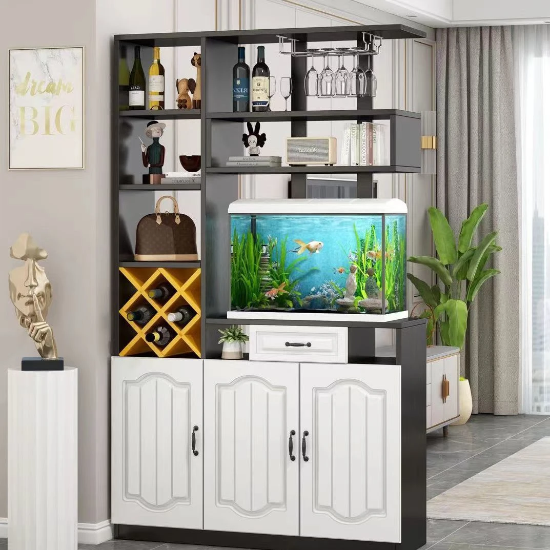 轻奢欧式酒柜入户隔断柜餐厅鞋柜玄关柜鱼缸柜民俗风格做旧处理实