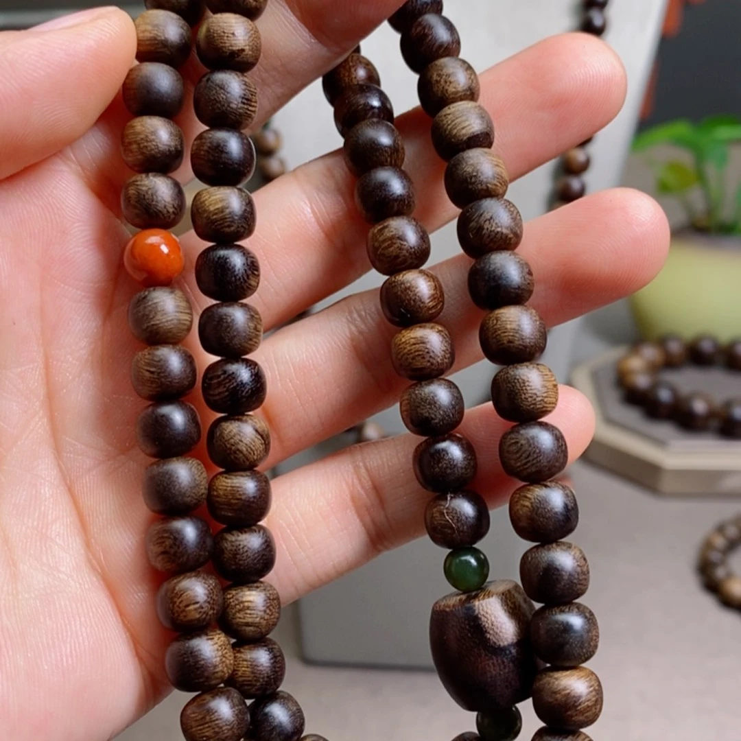 沉香手串越南芽庄紫棋瘤疤 6×8设计