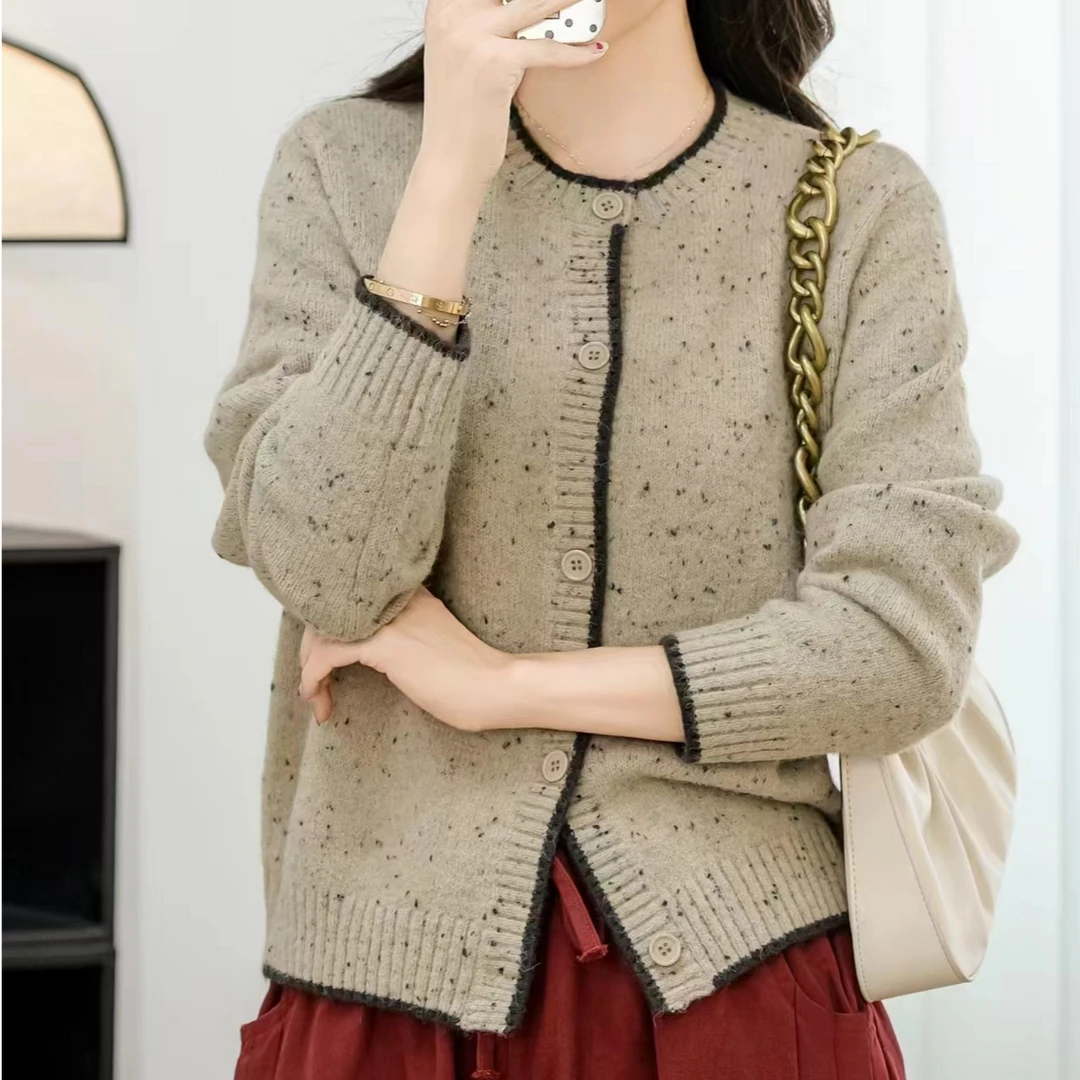 6678女装新款秋季彩棉流浪丹宁休闲复古文艺毛衣开衫外穿女外套