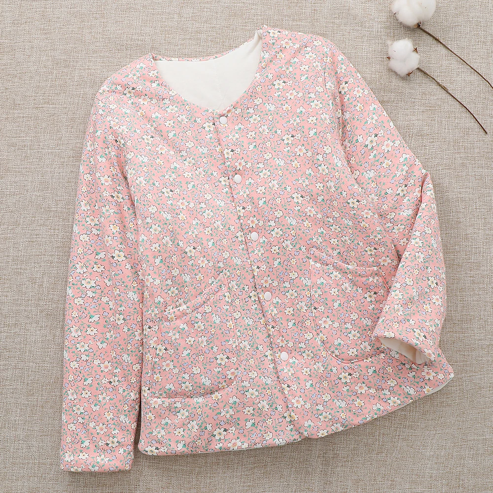 纯棉花内胆贴身小棉袄 女修身棉衣 女士夹棉保暖内穿棉服冬季碎花