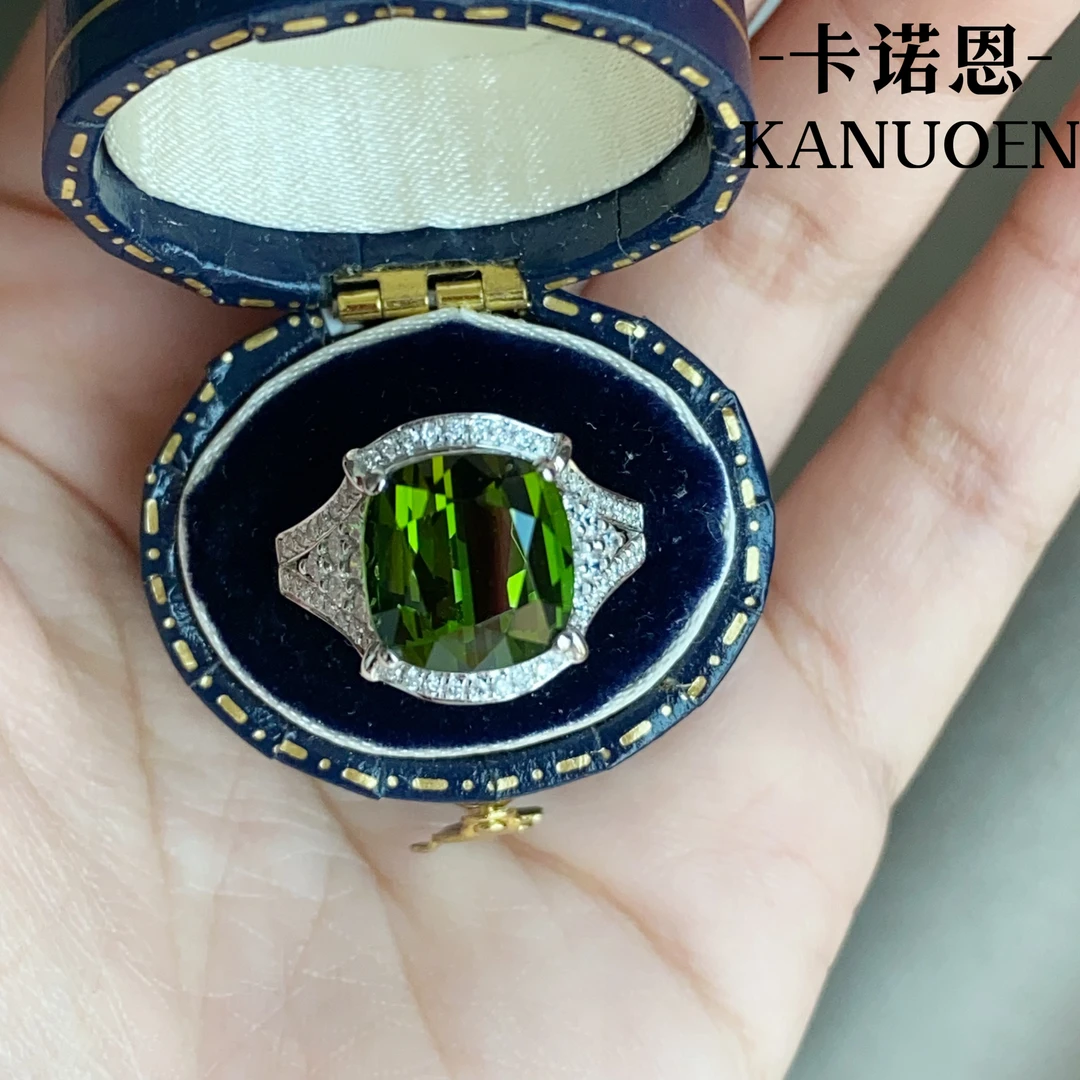 卡诺恩彩宝18k镶嵌钻石天然碧玺戒指时尚气质高雅
