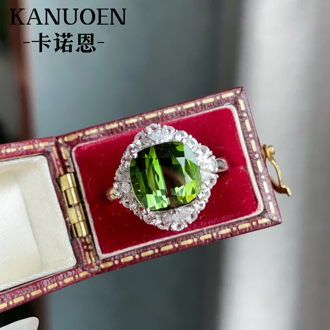 卡诺恩18k镶嵌钻石天然碧玺戒指时尚气质高雅