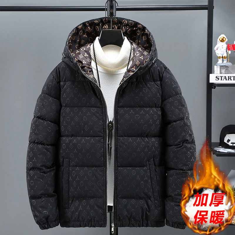 棉衣男冬季新款暗花连帽韩版棉服加厚保暖外套潮流休闲青年棉袄子
