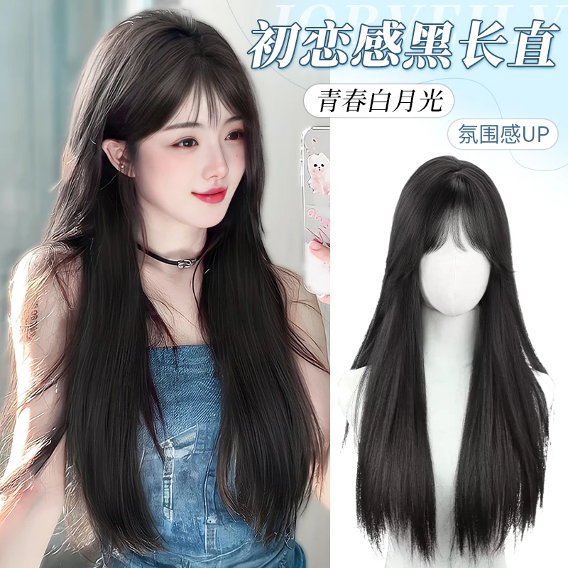 假发女长发夏天薄款齐刘海道具自然日常整顶假发女士女款长款