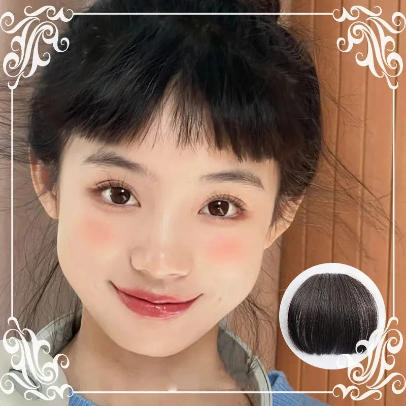 刘海假毛女仿真发二次元眉上齐刘海假毛片圆脸气质漫画假刘海