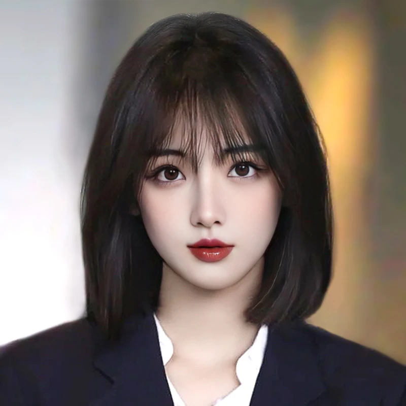 升级高温丝发假发女短发自然全头套式洋气锁骨发波波头假发套