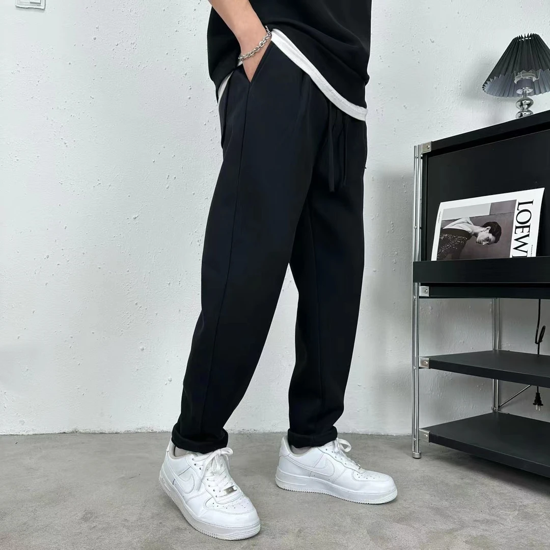 2023男士卫裤秋冬新款加绒加厚运动潮流休闲裤直筒宽松卫裤8697
