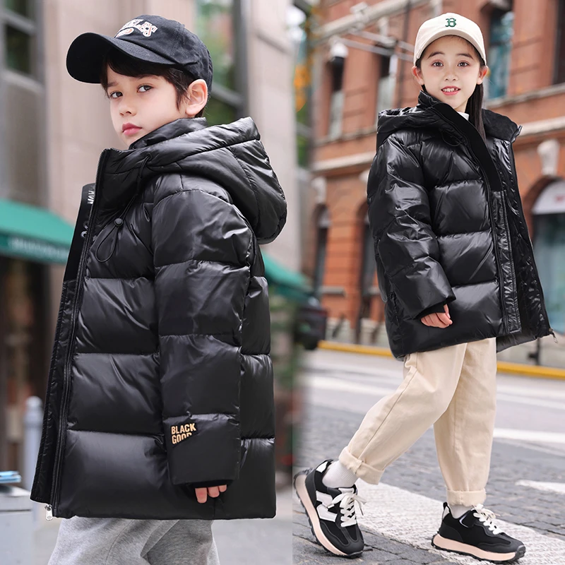 女童白鸭绒中长款羽绒服2023冬装洋气儿童韩版中大童加厚连帽外套