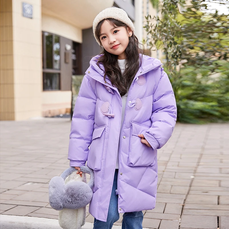 儿童羽绒服女童中长款2023新款冬季网红洋气中大童加厚童装外套潮