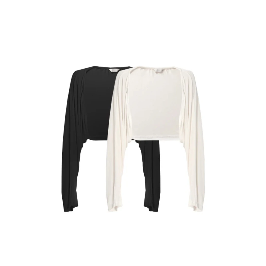 YUN百搭黑色短款宽松时尚夏季纯色网红设计感修身不规则透气披肩