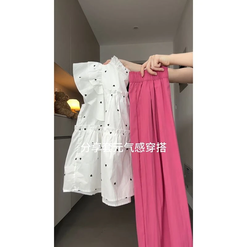 夏季多巴胺搭配一整套小个子减龄漂亮时尚飞飞袖上衣两件套装裙女