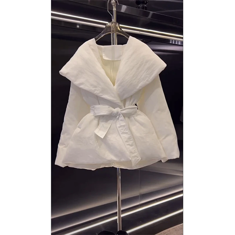 入冬加厚白色海军领洋气棉服短款外套2024冬季新款冬季棉衣棉袄女