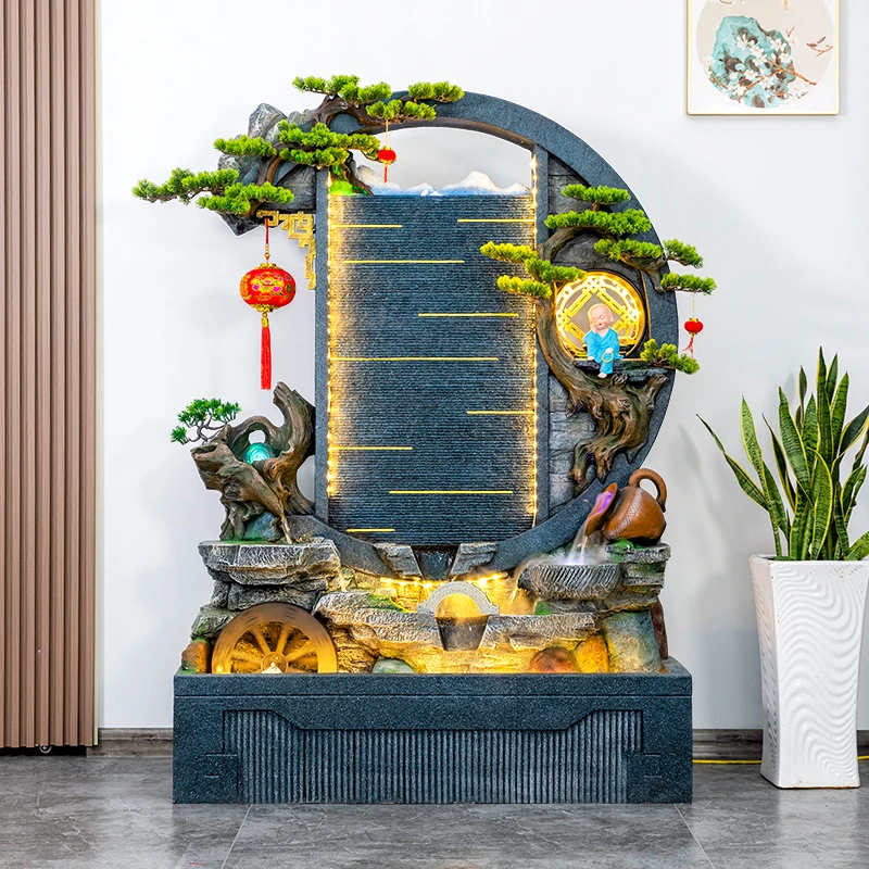 新中式假山流水摆件喷泉水景客厅阳台办公室庭院循环加湿乔迁招财