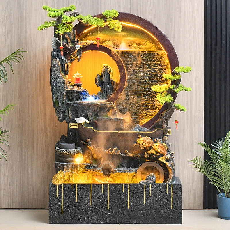水幕墙展示假山循环流水景观招财风水轮餐厅屏风开业乔迁装饰摆件