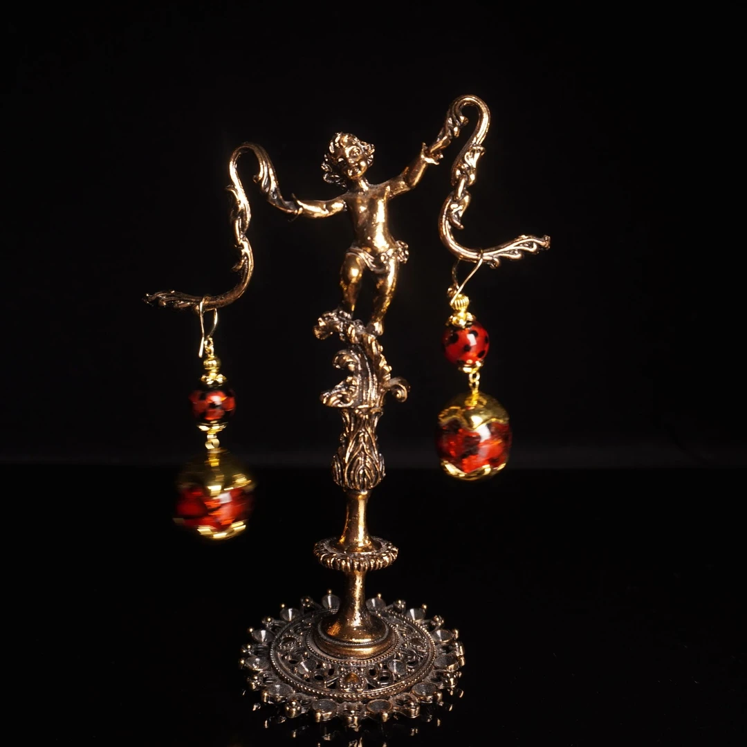 非金属玻璃耳饰 92829复古百搭琉璃