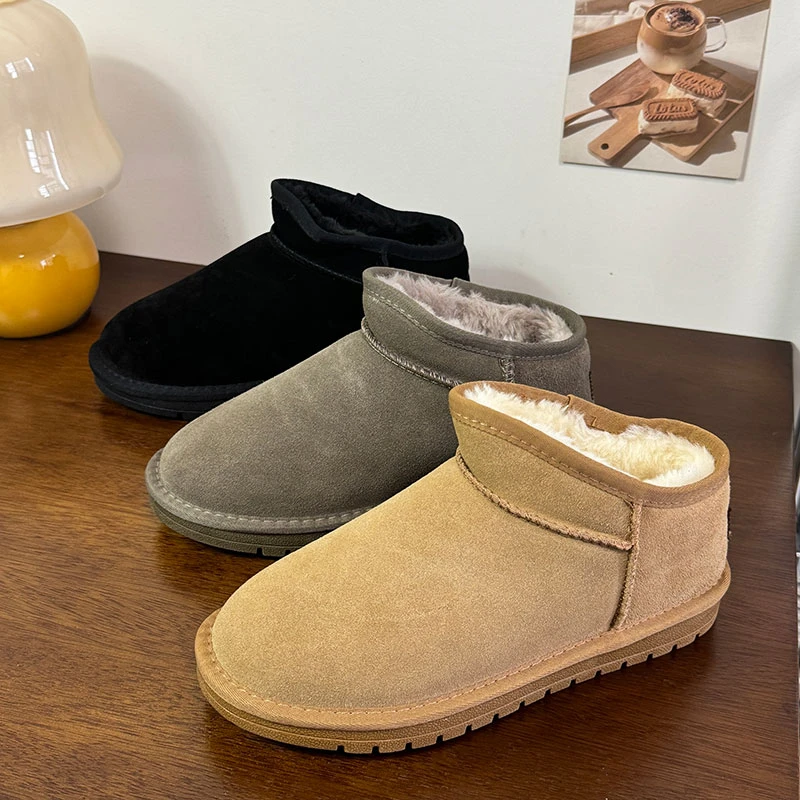 栗色短筒男女同款情侣时尚青春潮流7111百搭款小众休闲加绒保暖鞋