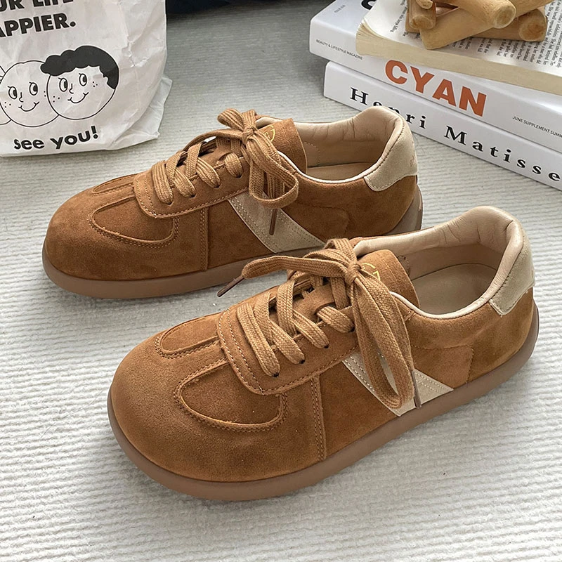 焦糖色低帮小众韩版百搭3402系带港风平底时尚青春潮流休闲款板鞋