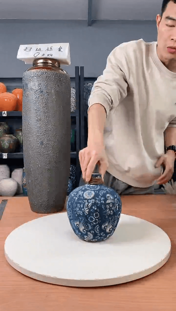 【闪购商品】陶瓷瓶青花麻绳 小号