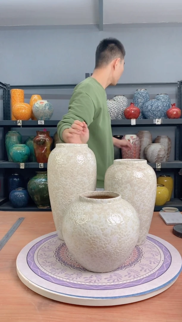 【闪购商品】瓶陶瓷花瓶 无花 茶白三件套