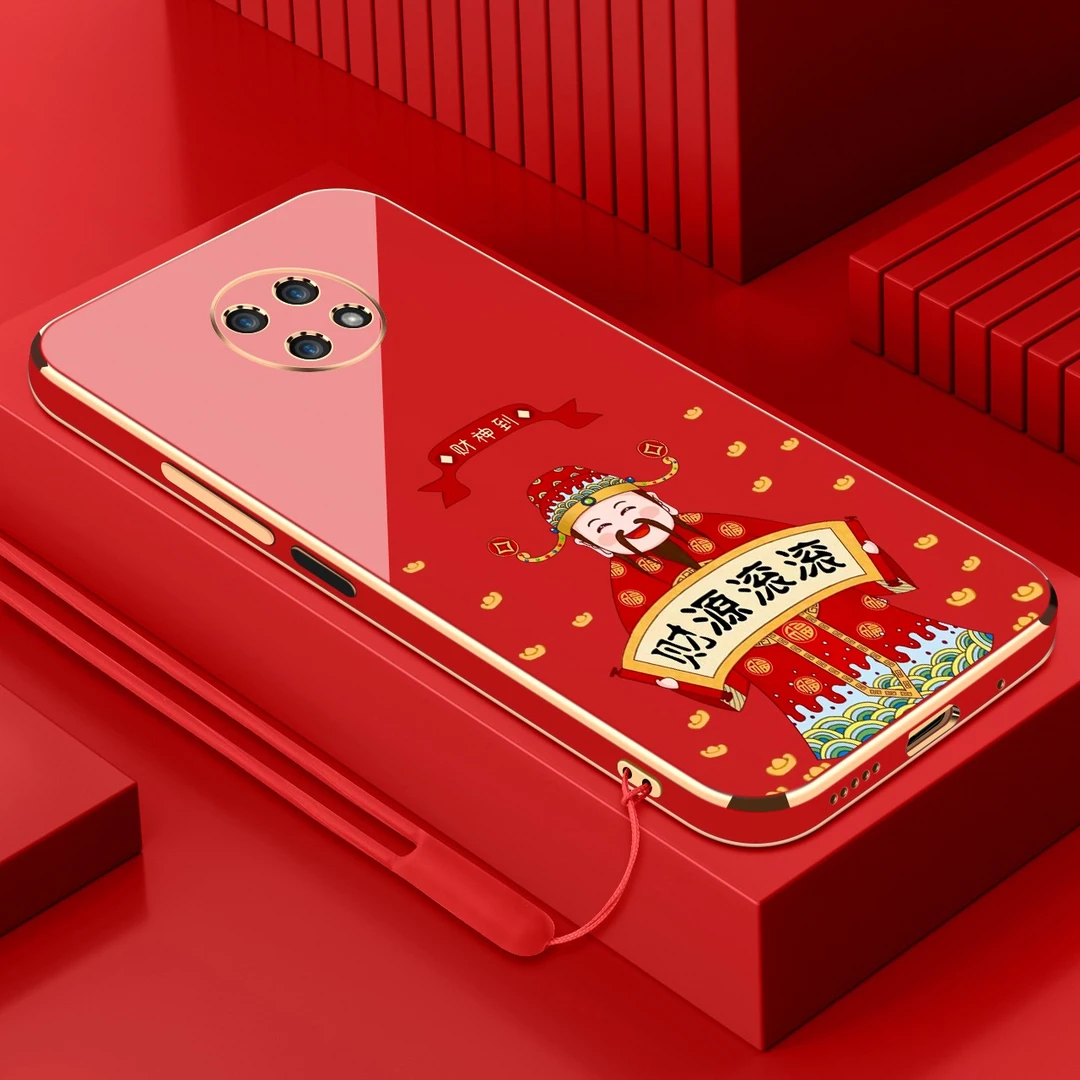电镀财源滚滚适用荣耀x20手机壳全包防摔软壳【镜头保护+送挂绳】