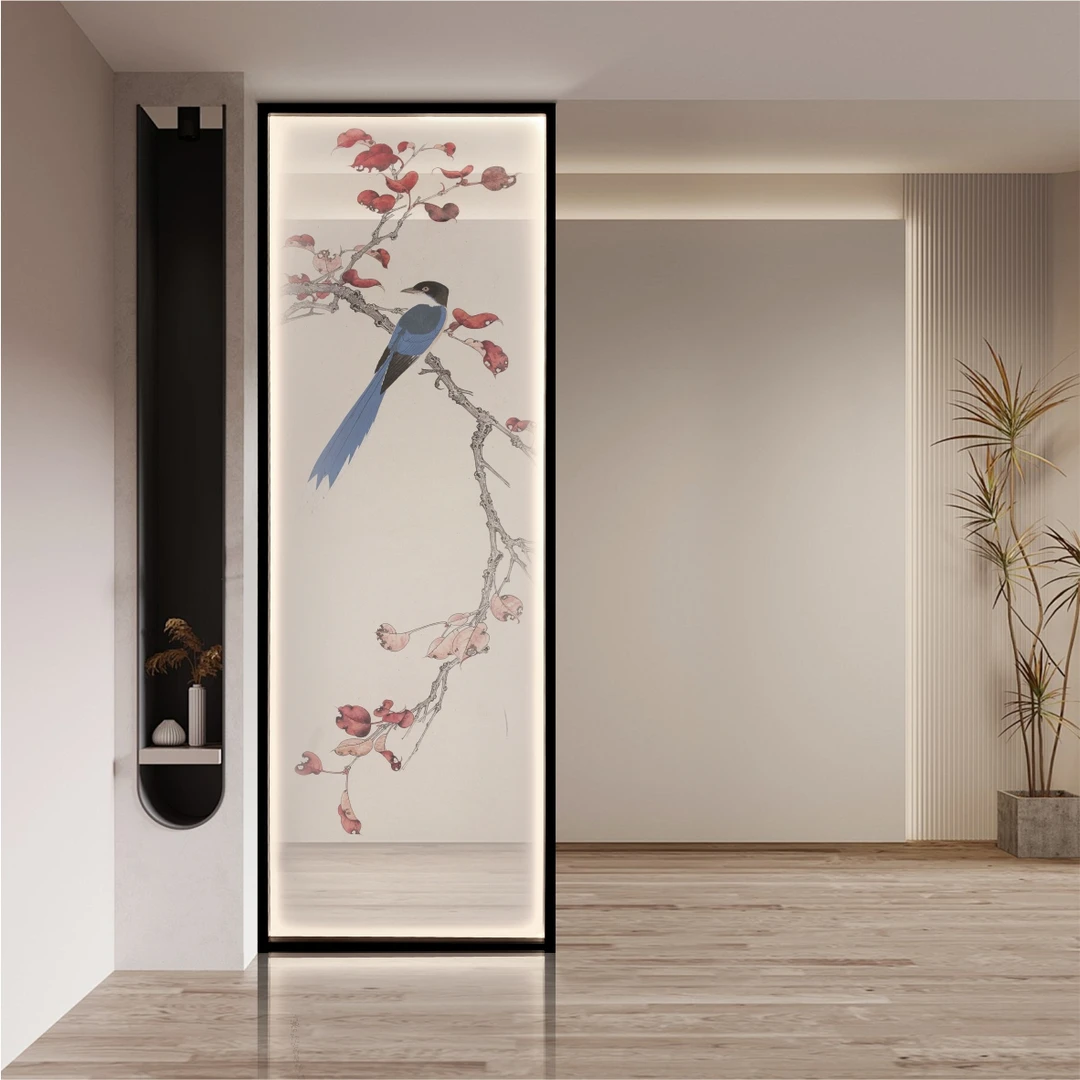 金色磨砂丝绢发光屏风玄关茶室卧室客厅酒店会所沙发背景形象