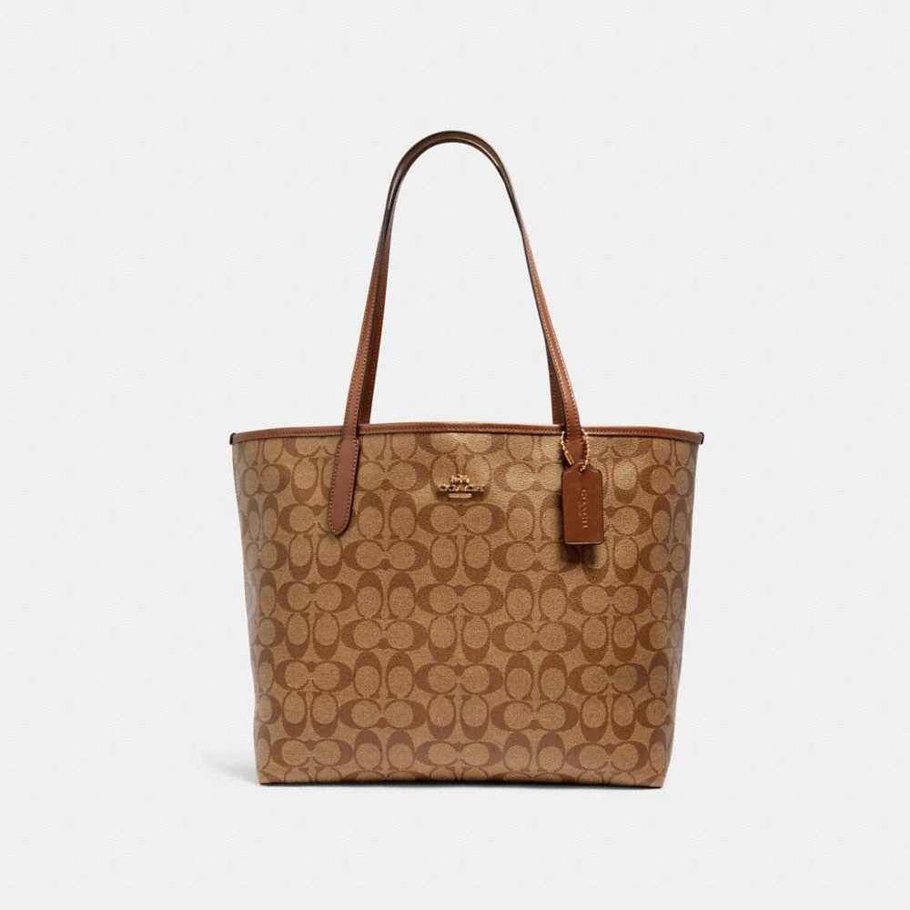 COACH/蔻驰女士City33通勤大号老花购物单肩手提托特包5696 IME74