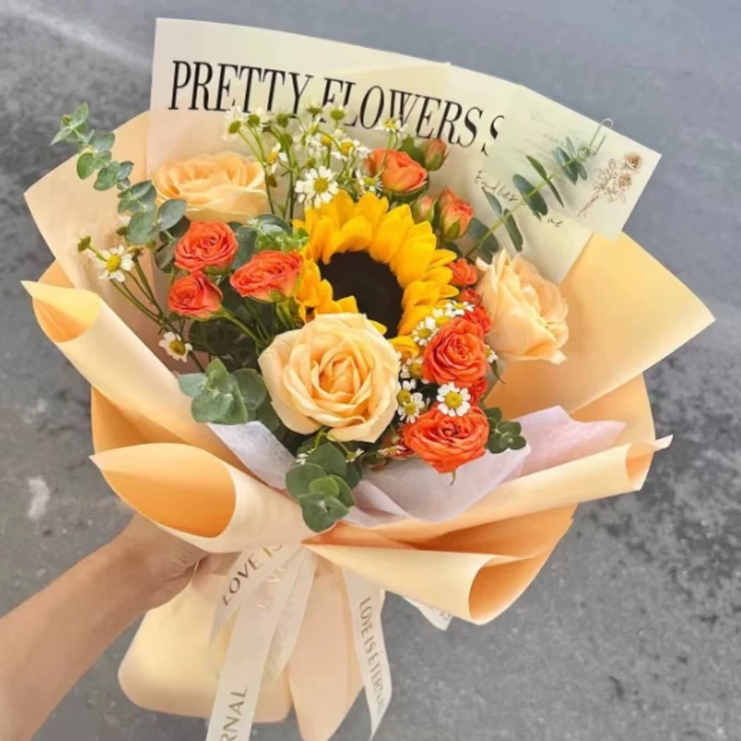 教师节礼物【四下皆是你】1枝向日葵花束加3枝香槟玫瑰花束送朋友生日鲜花店鲜花小时达同城配送