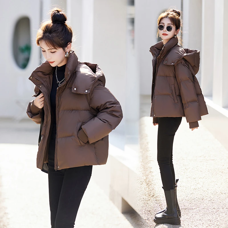 90%白鸭绒连帽羽绒服女 2025年冬季新款女装时尚休闲冬季保暖外套