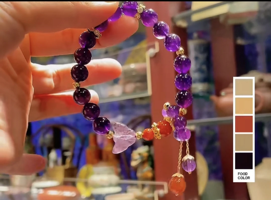 铜合金仿水晶手链 手串吊坠时尚彩色轻奢气质素款