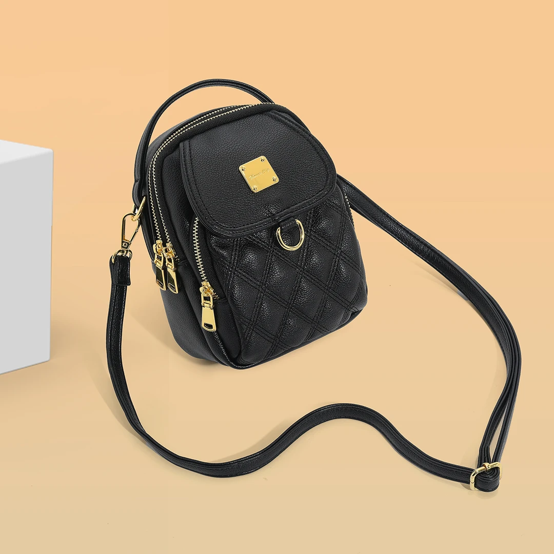 2025新款妈咪包手提单肩斜挎菱格小香风轻奢潮流洋气美真皮小挎包