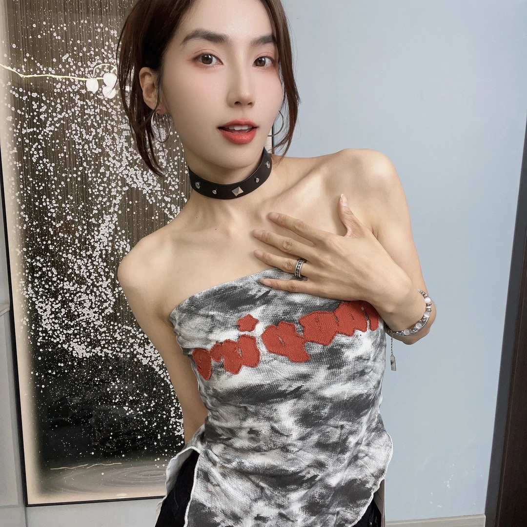 【HAHA家2店】美式辣妹抹胸高街网红性感夏季外穿修身字母抹胸复古