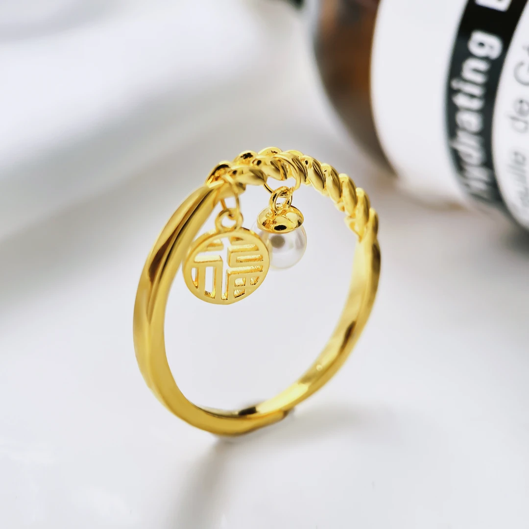 铜合金戒指 （福贵）大码开口戒指轻奢时尚气质百搭