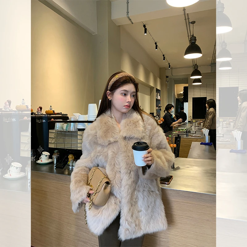 DEARHUA小花家『万年托卡』进口托斯卡纳皮毛一体宅女外套冬年轻款