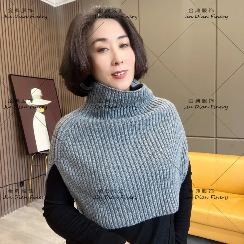围巾女秋冬新款时尚外搭套头           纯色脖套保暖针织披肩524
