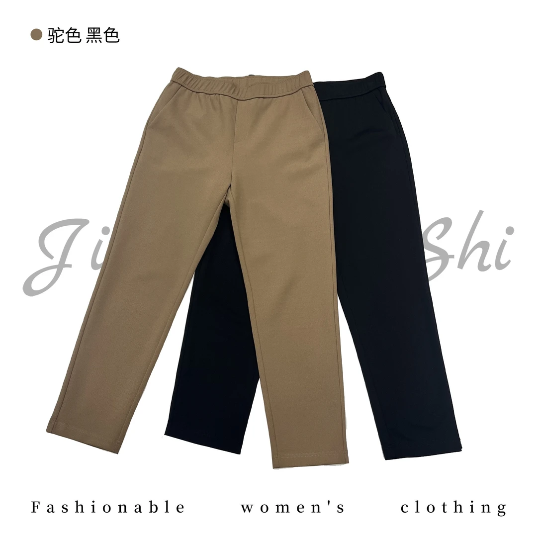 铅笔裤女松紧腰休闲裤女 设计师休闲弹力显瘦长裤春秋直筒裤007