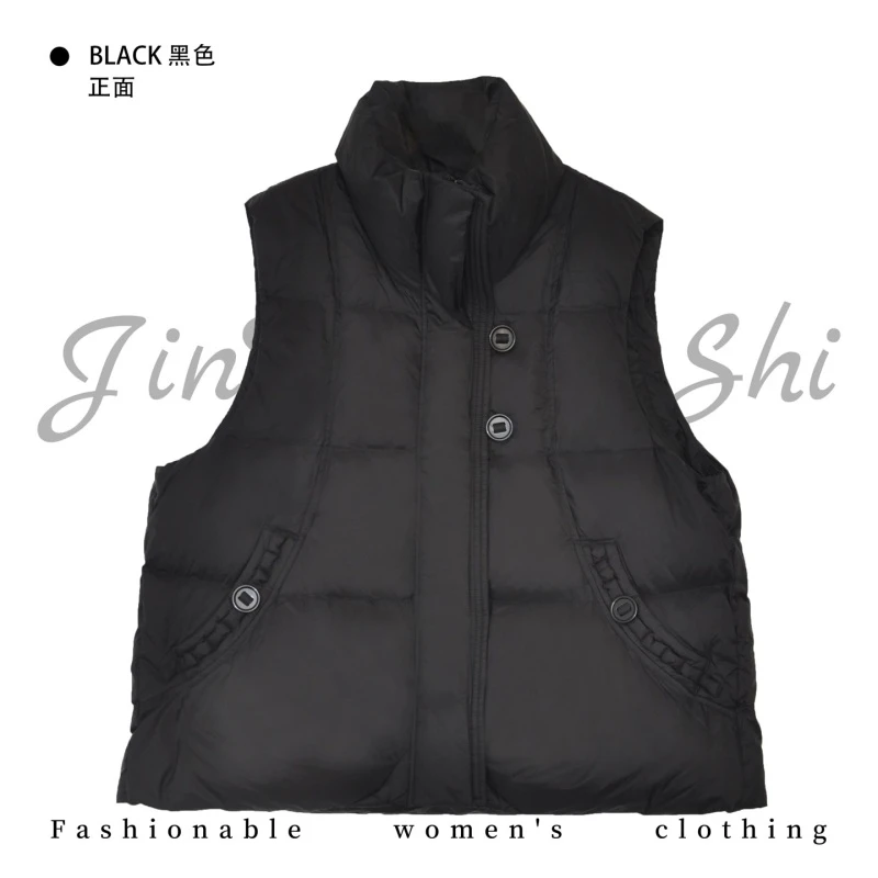 欧货秋冬款休闲立领拉链羽绒马甲       中年妈妈大码女士马夹155